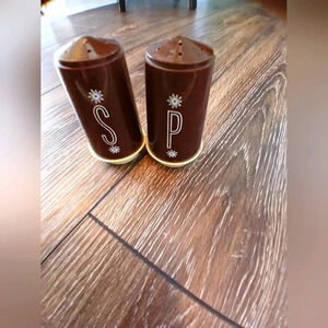 Vintage 70's ACM salt and pepper shakers brown